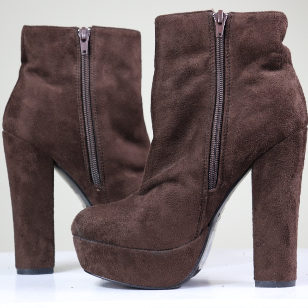 Vegan Leather Faux Suede Booties - Size 6